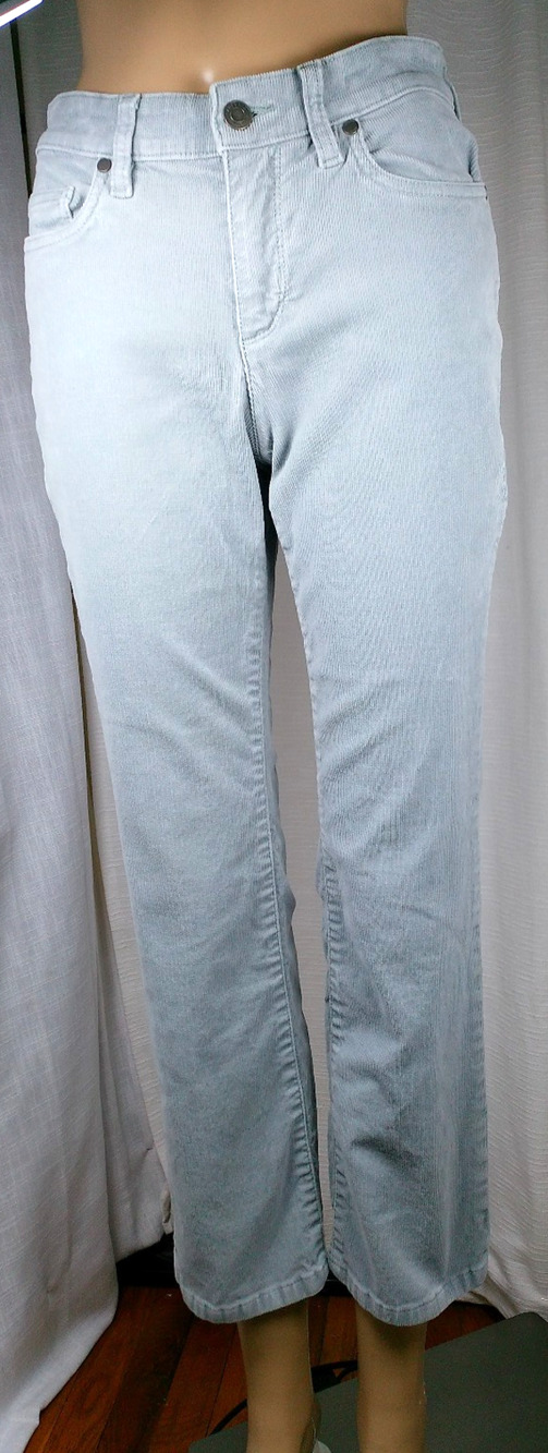 Lands End Petite 4 Blue Corduroy Thin Wale Mid Rise Bootcut Pants Preppy Coastal